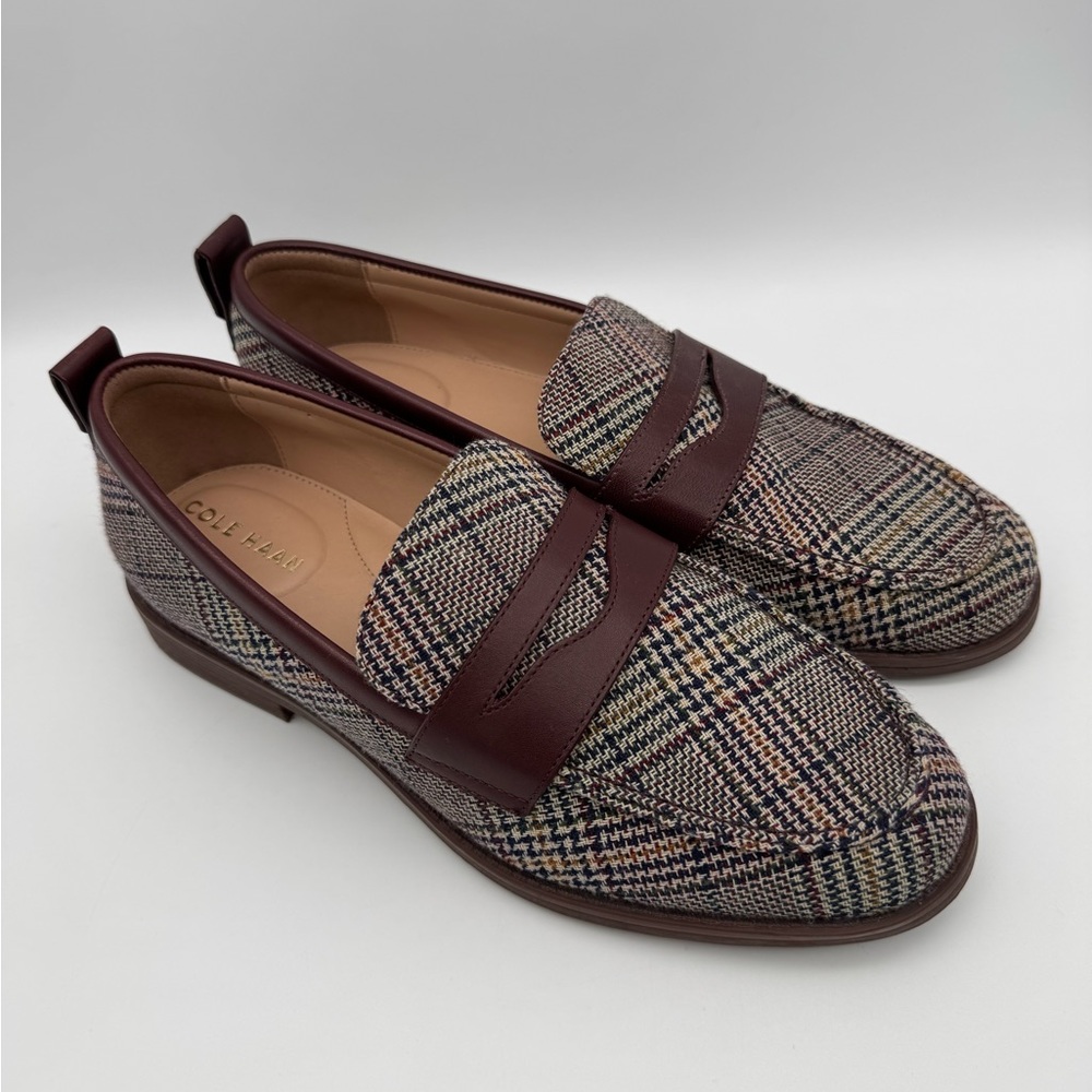 Cole Haan Women's Stassi Penny Loafer, Dark Brown/Multi/PlaidTextile Size 7 B - Picture 6 of 10